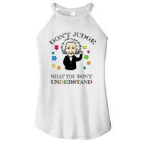 Autism Awareness Teacher Accept Don't Judge Albert Einstein Women’s Perfect Tri Rocker Tank