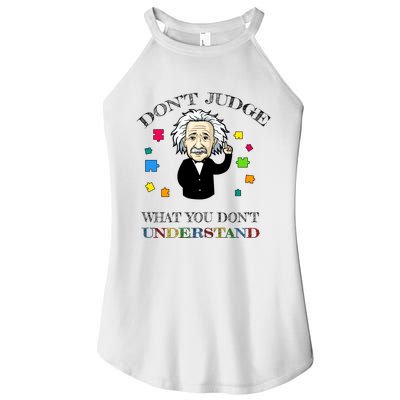 Autism Awareness Teacher Accept Don't Judge Albert Einstein Women’s Perfect Tri Rocker Tank