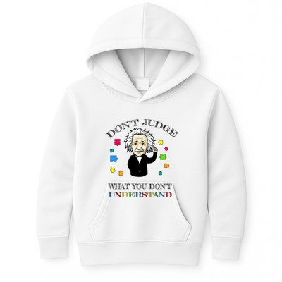 Autism Awareness Teacher Accept Don't Judge Albert Einstein Kids Hoodie