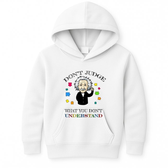 Autism Awareness Teacher Accept Don't Judge Albert Einstein Kids Hoodie