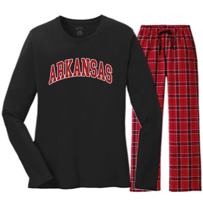 Arkansas Ar Throwback Design Print Classic Women's Long Sleeve Flannel Pajama Set 