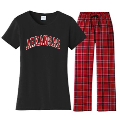 Arkansas Ar Throwback Design Print Classic Women's Flannel Pajama Set