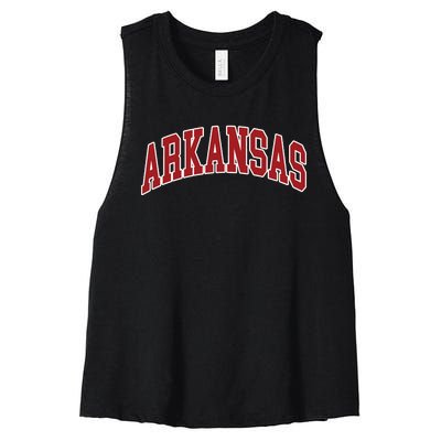 Arkansas Ar Throwback Design Print Classic Women's Racerback Cropped Tank