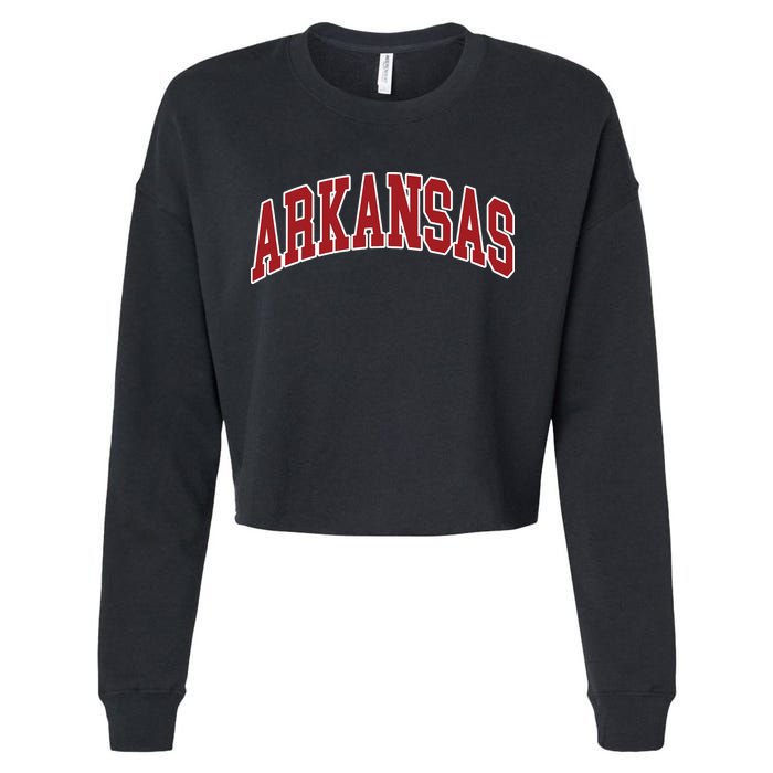 Arkansas Ar Throwback Design Print Classic Cropped Pullover Crew