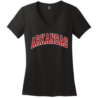 Arkansas Ar Throwback Design Print Classic Women's V-Neck T-Shirt