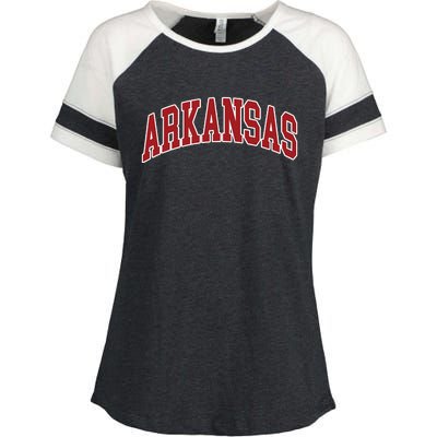 Arkansas Ar Throwback Design Print Classic Enza Ladies Jersey Colorblock Tee