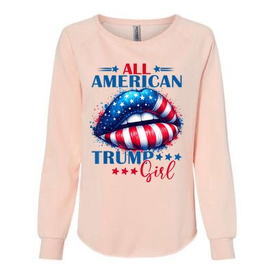 All American Trump Girl Lips American Flag Trump Girl Womens California Wash Sweatshirt