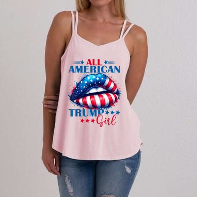 All American Trump Girl Lips American Flag Trump Girl Women's Strappy Tank