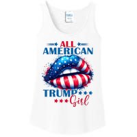 All American Trump Girl Lips American Flag Trump Girl Ladies Essential Tank