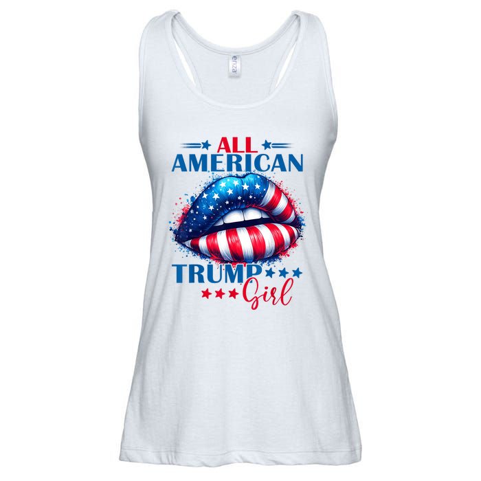 All American Trump Girl Lips American Flag Trump Girl Ladies Essential Flowy Tank