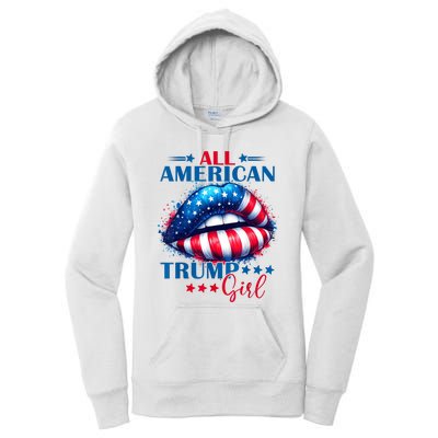 All American Trump Girl Lips American Flag Trump Girl Women's Pullover Hoodie