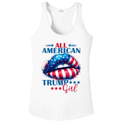 All American Trump Girl Lips American Flag Trump Girl Ladies PosiCharge Competitor Racerback Tank