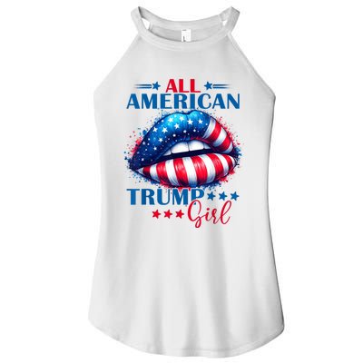 All American Trump Girl Lips American Flag Trump Girl Women's Perfect Tri Rocker Tank