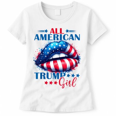 All American Trump Girl Lips American Flag Trump Girl Women's T-Shirt