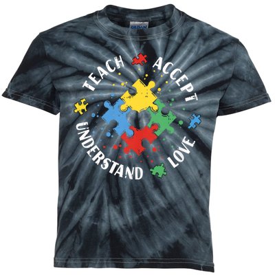 Autism Awareness Teacher Teach Accept Understand Love Kids Tie-Dye T-Shirt