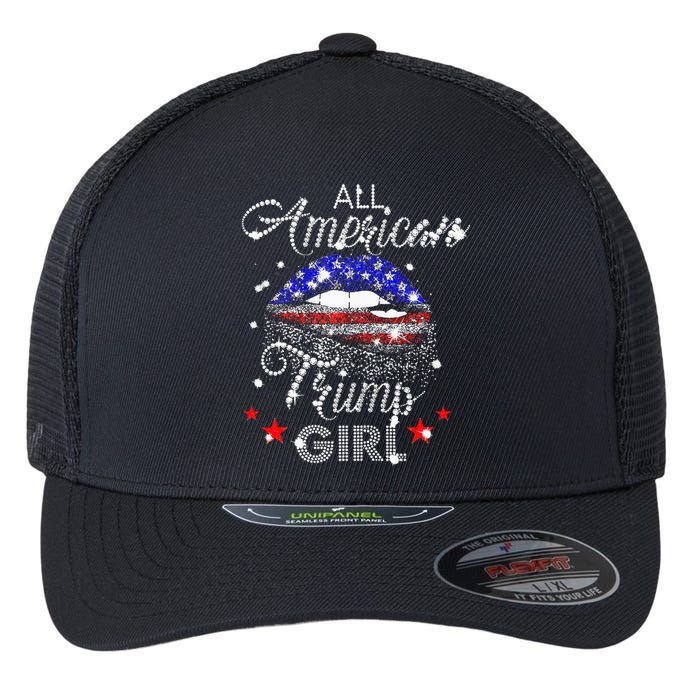 All American Trump Girl Mouth Diamond Flexfit Unipanel Trucker Cap