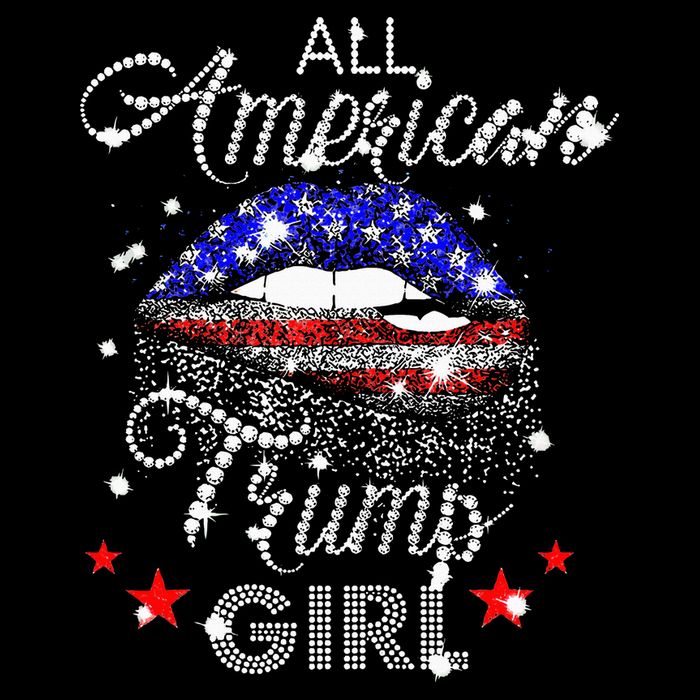 All American Trump Girl Mouth Diamond Flat Bill Trucker Hat