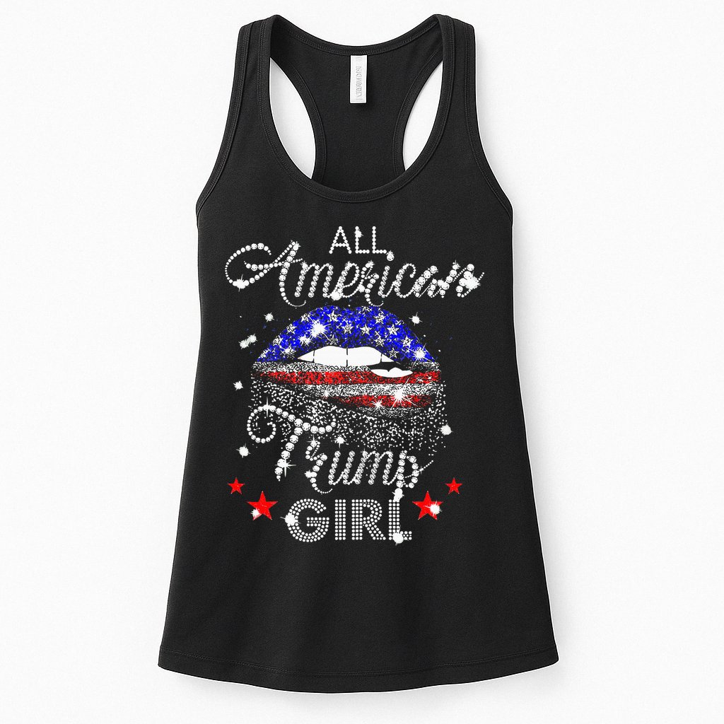 All American Trump Girl Mouth Diamond Womens Tank Top