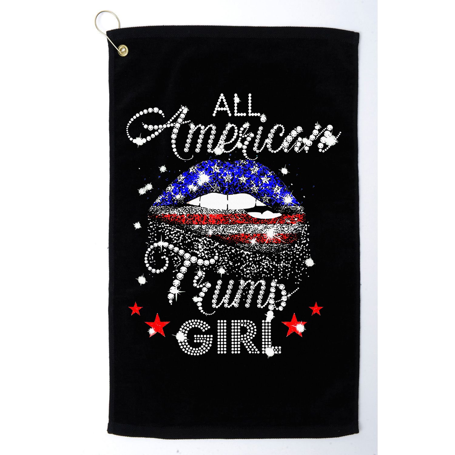 All American Trump Girl Mouth Diamond Golf Towel