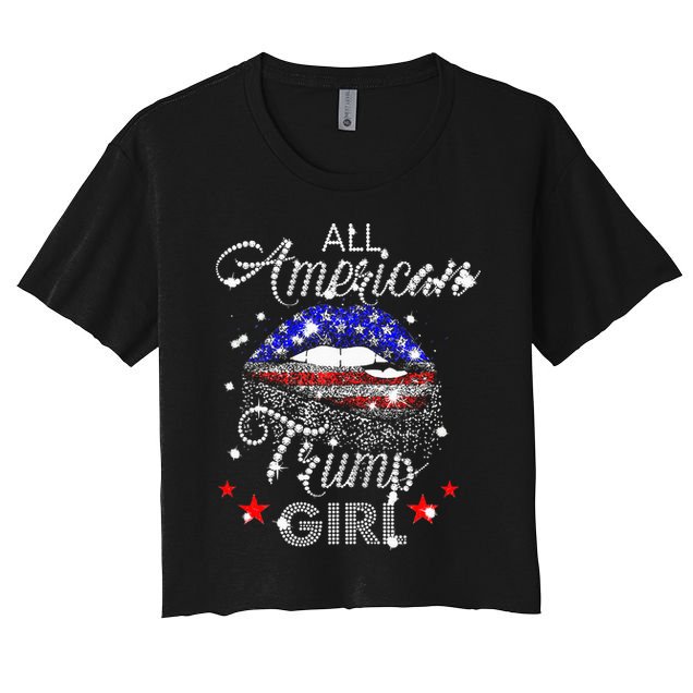 All American Trump Girl Mouth Diamond Crop Top