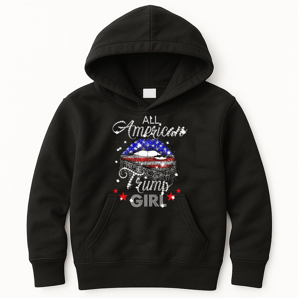 All American Trump Girl Mouth Diamond Kids Hoodie