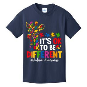 Autism Awareness Teacher Cute Giraffe Its Ok To Be Different Kids T-Shirt