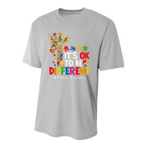 Autism Awareness Teacher Cute Giraffe Its Ok To Be Different Youth Performance Sprint T-Shirt