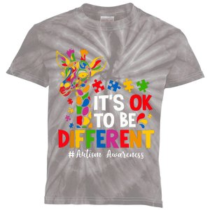 Autism Awareness Teacher Cute Giraffe Its Ok To Be Different Kids Tie-Dye T-Shirt