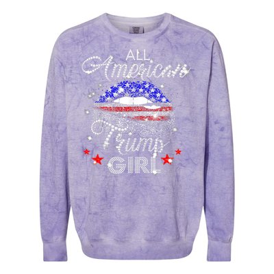 All American Trump Girl Mouth Diamond Colorblast Crewneck Sweatshirt