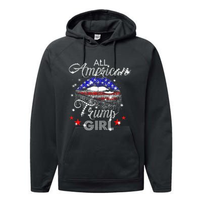 All American Trump Girl Mouth Diamond Performance Fleece Hoodie