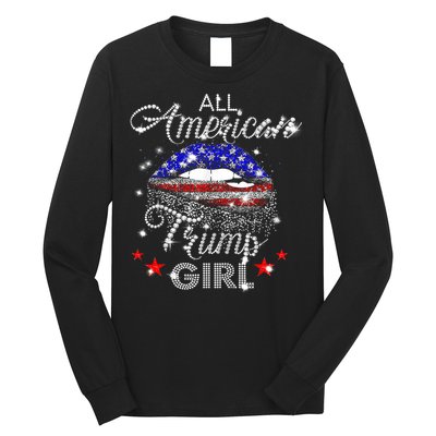 All American Trump Girl Mouth Diamond Long Sleeve Shirt