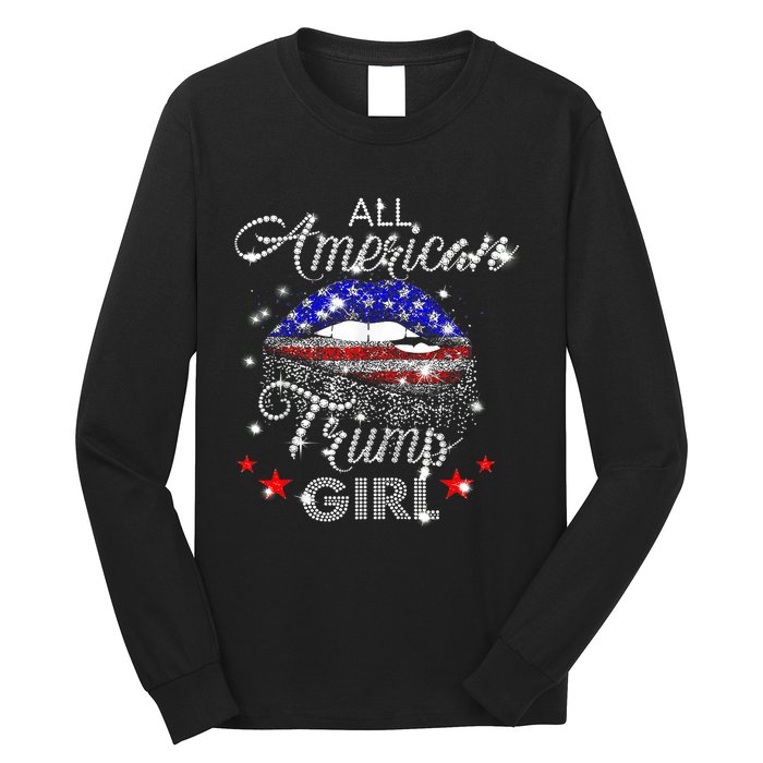 All American Trump Girl Mouth Diamond Long Sleeve Shirt