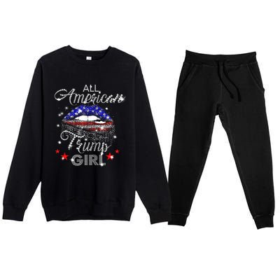 All American Trump Girl Mouth Diamond Premium Crewneck Sweatsuit Set