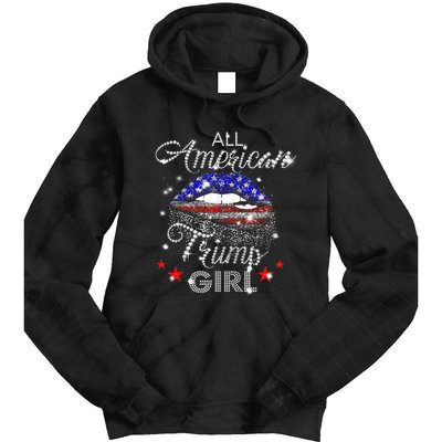 All American Trump Girl Mouth Diamond Tie Dye Hoodie