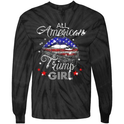 All American Trump Girl Mouth Diamond Tie-Dye Long Sleeve Shirt