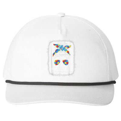 Autism Awareness Teacher shirt Messy Bun Teacher Autism Snapback Five-Panel Rope Hat