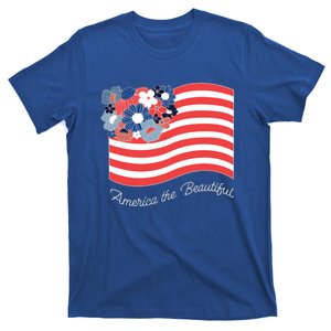 Americana America The Beautiful Flowers Funny Gift T-Shirt