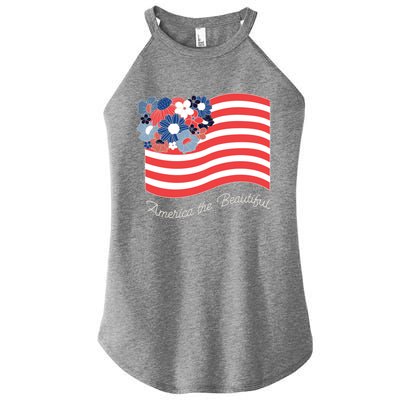 Americana America The Beautiful Flowers Funny Gift Women’s Perfect Tri Rocker Tank