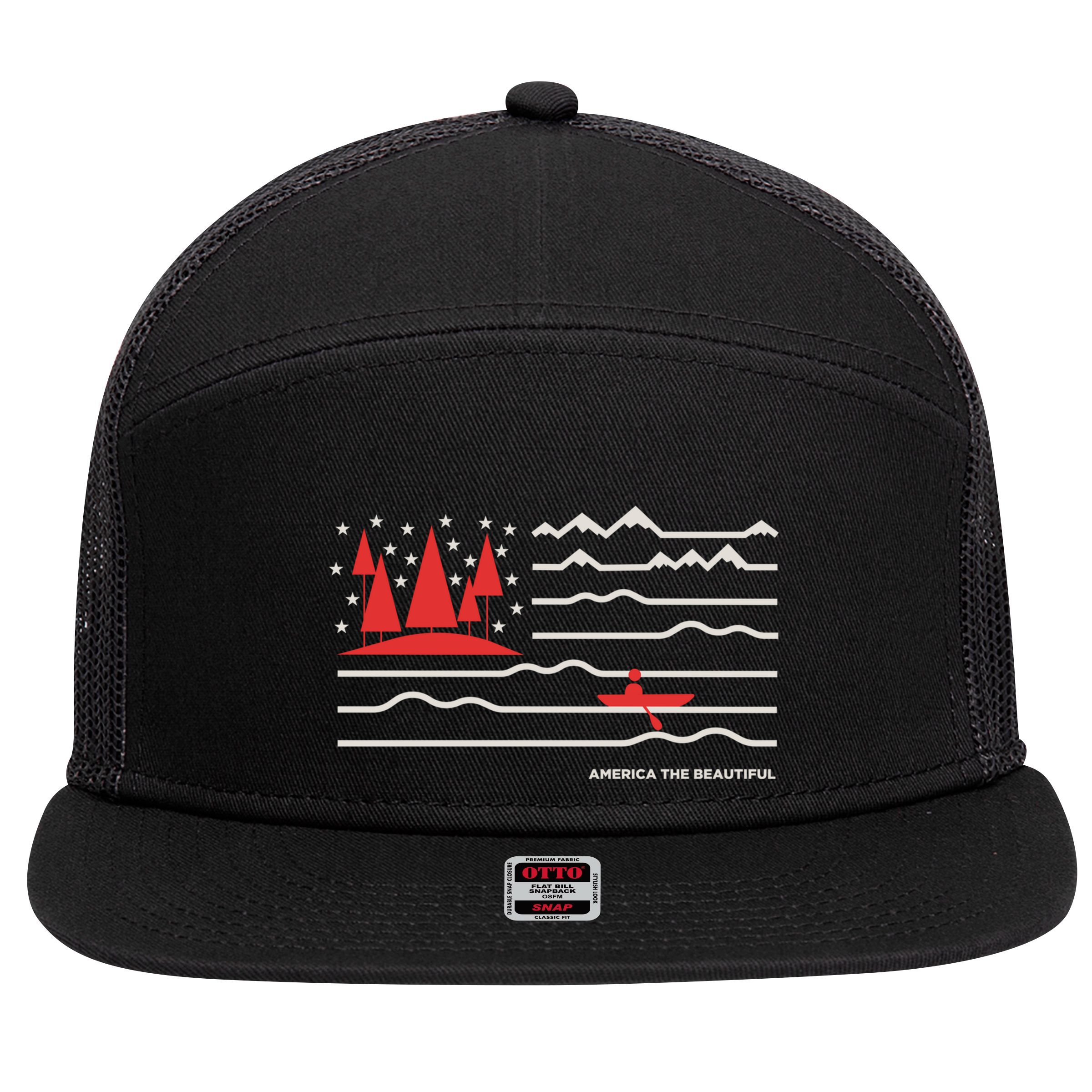 Americana America The Beautiful Sailing Ship Gift 7 Panel Mesh Trucker Snapback Hat