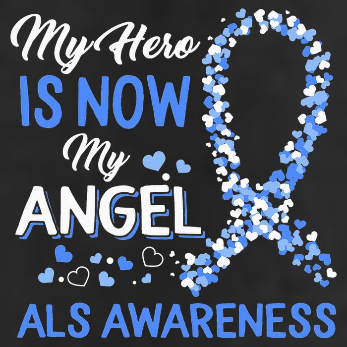 Als Awareness The Hero Is Now My Angel Family Remembrance 7 Panel Mesh Trucker Snapback Hat