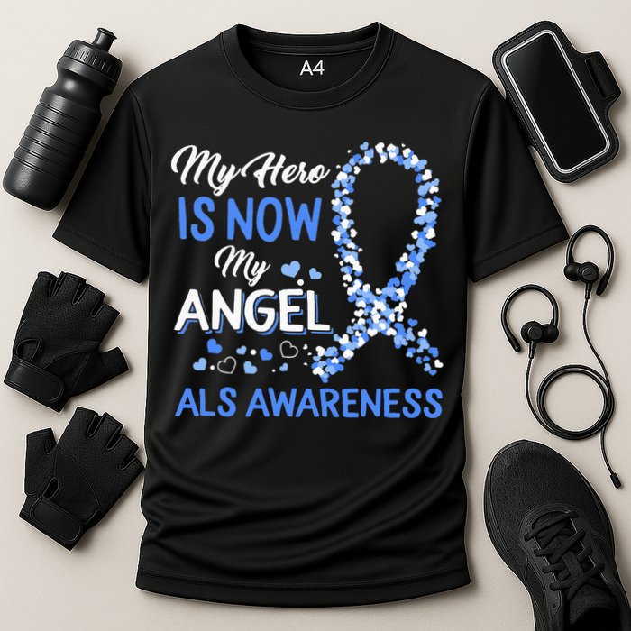 Als Awareness The Hero Is Now My Angel Family Remembrance Cooling Performance Crew T-Shirt