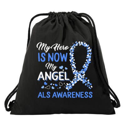 Als Awareness The Hero Is Now My Angel Family Remembrance Drawstring Bag