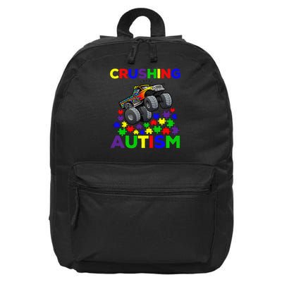 Autism Awareness Truck Crushing Autism For 16 in Basic Backpack