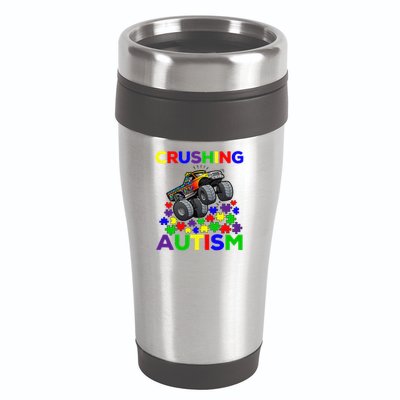 Autism Awareness Truck Crushing Autism For 16oz Travel Tumbler