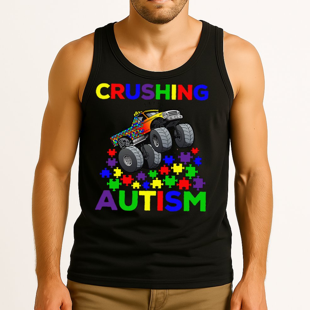 Autism Awareness Truck Crushing Autism For Tank Top