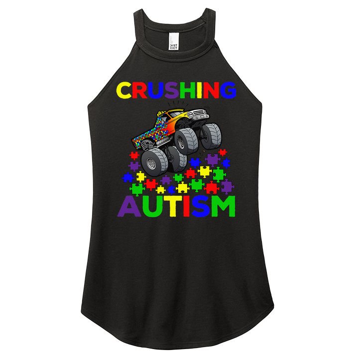 Autism Awareness Truck Crushing Autism For Women's Perfect Tri Rocker Tank