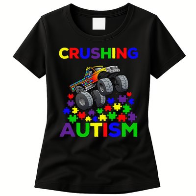 Autism Awareness Truck Crushing Autism For Womens T-Shirt