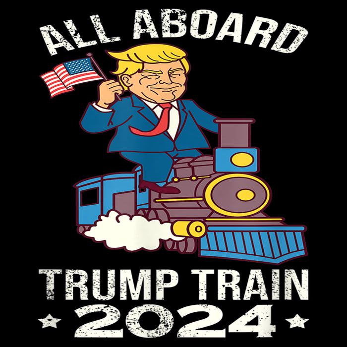 ALL ABOARD TRUMP TRAIN 2024 Patriotic American Flag Backpack