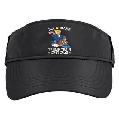 ALL ABOARD TRUMP TRAIN 2024 Patriotic American Flag Adult Drive Performance Visor