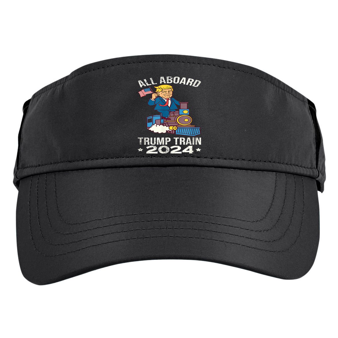 ALL ABOARD TRUMP TRAIN 2024 Patriotic American Flag Adult Drive Performance Visor